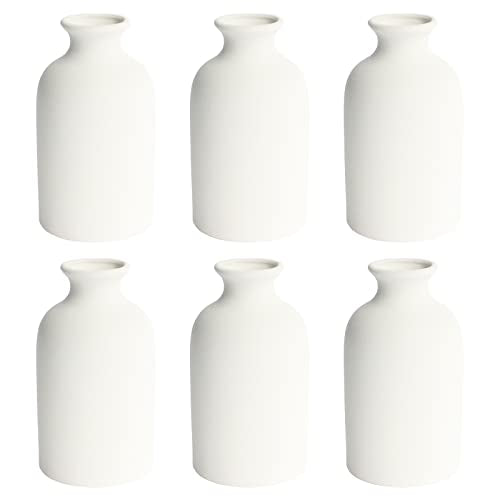 YANLING 6 Pack White Vase Small Ceramic Vases for Decor, White Vases for Flowers Boho Home Decor, Pampas Grass Dried Flowers Vases - color: White-a, size: 6 Pack-Small