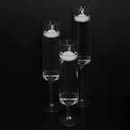Koyal Wholesale Tall Skinny Floating Candle Holders, Modern Raised Slim Glass Hurricane Pedestal Candles Holder for Weddings, Centerpieces, Home Decor, Parties (Set of 3)