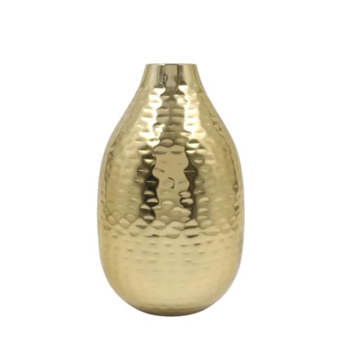 Hosley's 8.75" High Gold Finish Hammered Metal Vase. Ideal Gift for Floral Arrangements Weddings, Special Events, Aromatherapy,Spa, Reiki, Meditation O4 - color: Gold 5