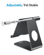 OMOTON Tablet Stand Holder Adjustable, T1 Desktop Aluminum Tablet Dock Cradle Compatible with iPad Air/Mini/Pro 11/12.9, iPad 10.2/9.7, Samsung Tab and More, Black - color: Black