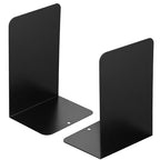 JIANTA Large Book Ends, Heavy Duty Metal Bookends, 2 Pairs/4 Pieces Book Stopper, Book Ends Support for Shelves, Black Non-Slip Bookshelf Holder Stand for Home Office Library School (8 x 5.3 x 4 in)