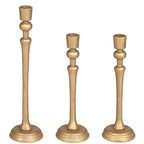 Gold Candlestick Holders Set of 3, Heavy Cast Iron Candle Holder for Table Centerpiece, Antique Brass Finish - color: Antiqued Gold 5