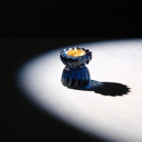 Twizzle Twist Tealight Holder, Decorative Tealight Candle Holder for Table Display, Romantic Decoration, Unique Home Décor Aesthetic, Housewarming Gift, Spiral Sculpture Diwali Tea Light Stand - color: Black Blue