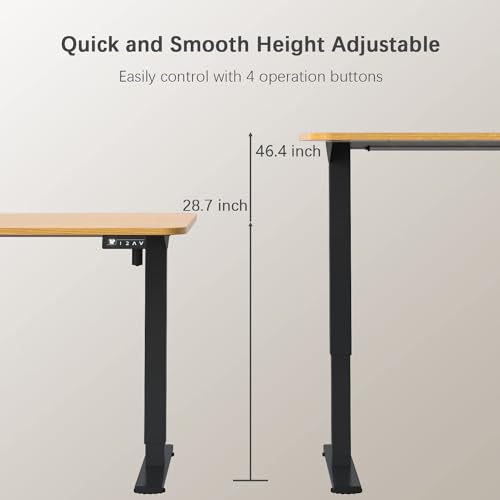 Furmax Electric Height Adjustable Standing Desk Large 48 x 24 Inches Sit Stand up Desk Home Office Computer Desk Memory Preset with T-Shaped Metal Bracket, Maple - color: Maple, size: 48 Inch