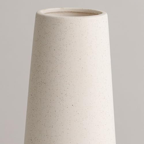 White Ceramic Vase, 8.5 Inch Flowers Vase for Pampas Grass, Rustic Table Vase for Centerpieces, Simple Modern Vase for Home Office Decor - Creamy White - color: Creamy White, size: Medium: 8.5 inches