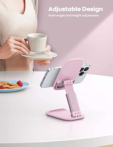 Lamicall Pink Phone Holder, Desk Accessories - Rose Gold Pink Office Cell Phone Holder, Desktop, Office Desks Accessories, Desk Decor Gifts for Women, for iPhone, 4-8'' Phone - color: Pink