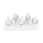 MOOCA Deluxe Leatherette 2 Pcs Set 5-Ring Organizer for Showcase Display Ring Finger Holder Jewelry Display Stands Jewelry Storage, White PU Leatherette, 5 1/4 W x 3 5/8 D x 2 3/8 H inch - color: White Faux Leather, 5 Rings x 2