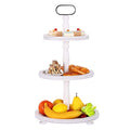 Urban Deco Wooden Tiered Tray 3-Tier Decorative Tray Stand Farmhouse Serving Tray, Round Wooden Cupcake Display Stand with Metal Handle, White Tiered Fruits Tray for Home Party Decorations - style: 3 tier-white