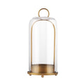 12" High Versatile Modern Metal Hurricane Lantern with Handmade Sturdy Glass Dome in Antique Brass for Pillar Candle & Plants, Industrial, Farmhouse, Shabby Chic (Brass, 5"x12") - color: Brass, size: 5"x12"