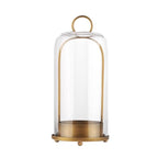 12" High Versatile Modern Metal Hurricane Lantern with Handmade Sturdy Glass Dome in Antique Brass for Pillar Candle & Plants, Industrial, Farmhouse, Shabby Chic (Brass, 5"x12") - color: Brass, size: 5"x12"