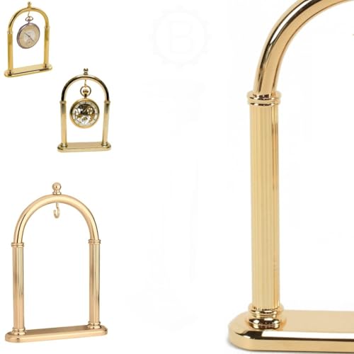 Pocket Watch Display Stand Full Arch Gold Plated Metal Holder for Pocket Watches, Antique Clocks, & Collectibles -Brass-Gold Plated ( Watch Not Included )