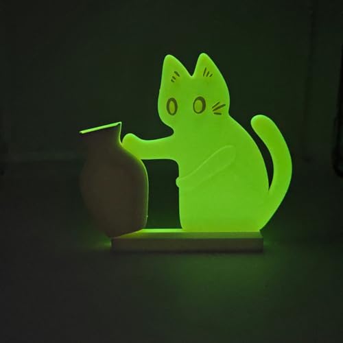 Cat Push Flower Vase for Home Decor Cute Vases for Table Room Decor Unique Lollipop Vases for Women (Small Glow Yellow White) - size: Small Glow Yellow White