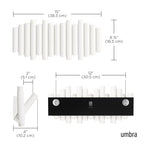 UMBRA Picket Rail Wall Stylish and Functional Hook with Five Hoops (White) (Pack of 3) - color: White, size: 5-Hook (Pack of 3)