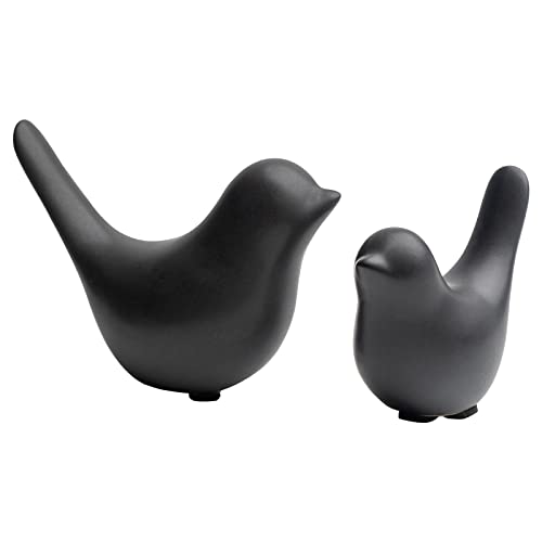 Elegant Black Small Bird Sculptures,Modern Abstract Art Pieces for Bookshelf Decor, Coffee Table Decor, and Luxury Home Decor Accents(2Pcs Black Birds) - color: Black