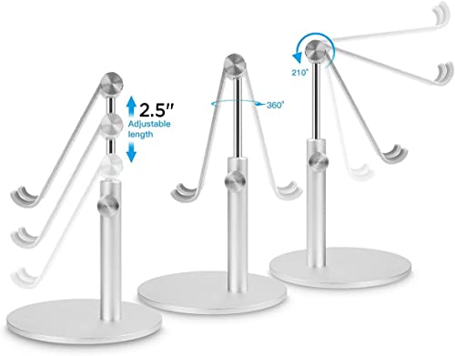 AICase Telescopic Adjustable iPad Holder,Universal Multi Angle Aluminum Stand Compatible with iPhone Smart Cell Phone/Tablet/iPad(4-13 inch), Silver - color: Silver