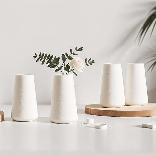 Modern White Small Ceramic Vase Set of 6 for Living Room Bedroom 5.9'' Minimalist Fresh Flower Vases for Home Decor Office Fireplace Centerpieces Nordic Style Gift for Fake Plant 6 Pack - color: 6 Pack White - Style 1