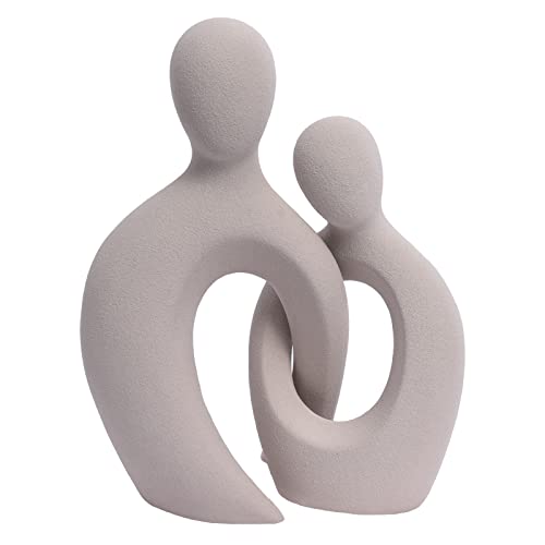 Quoowiit Ceramic Couple Sculptures for Home Decor, Abstract Lover Statue for Shelf, Office, Living Room, Bedroom Decorations - Anniversary, Valentine's Day, Birthday Gift (Grey) - color: Gray