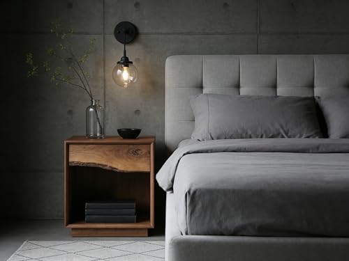 Phansthy Vintage Glass Wall Sconce, Hanging Wire Indoor Wall Lamp, 5.9" Globe Wall Lighting Fixture Adjustable Hanging Cord, Home Decor Art Wall Light Hardwired Farmhouse Wall Sconce (Black) - color: Black