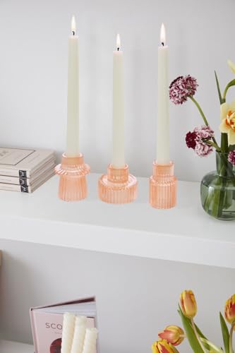 Vixdonos Taper Glass Candlestick Holders Tealight Candle Holders for Table Centerpieces, Wedding Decor and Dinner Party (3 Pcs, Orange Pink) - color: Orange Pink, size: 3 Pcs