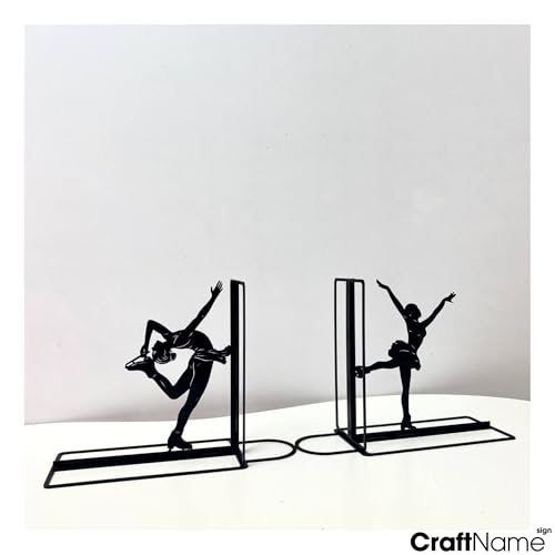 Ballet Girl Metal Bookends, Book Ends for Shelves, Office Desk, Cookbook Stand, CD Holder, Magazine Holder for Office Organization, Housewarming Gifts New Home - color: Ballet Design 02