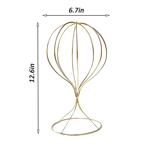 Mydio 2 Pieces Modern Metal Hat Stands Durable Stable Metal Hat Cap Rack Wigs Holder, Metal (Gold) - color: Gold