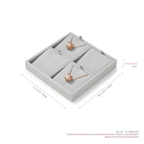 Microfiber 9 Slots Jewelry Pendant Display Tray Jewelry Necklace Organizer Display Tray(Gray) - size: 5.5" x 5.49" x 0.78"