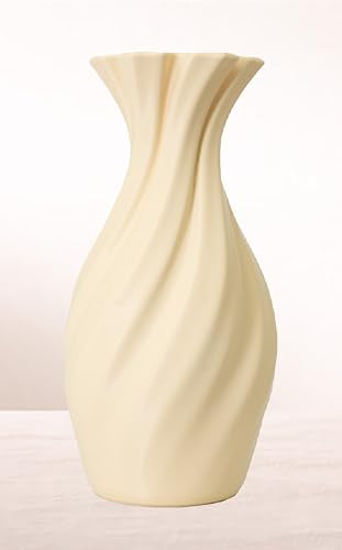 Large 8-Inch Tall Spiral Vase – Modern Waterproof Flower Vase for Centerpieces & Home Decor - 3D Printed PLA Plastic — Not Glass (Cream) - color: Cream