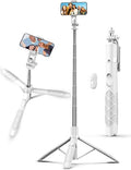 71" Cell Phone Selfie Stick Tripod, Smartphone Tripod Stand with Remote, Extendable Travel Phone Selfie Stick Compatible with iPhone 17/16/15/14/13 Pro Max Gopro Android DJI (White) - color: White, size: A-[70.86Inch＆Reinforced Stability]
