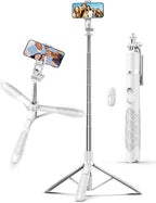 71" Cell Phone Selfie Stick Tripod, Smartphone Tripod Stand with Remote, Extendable Travel Phone Selfie Stick Compatible with iPhone 17/16/15/14/13 Pro Max Gopro Android DJI (White) - color: White, size: A-[70.86Inch＆Reinforced Stability]