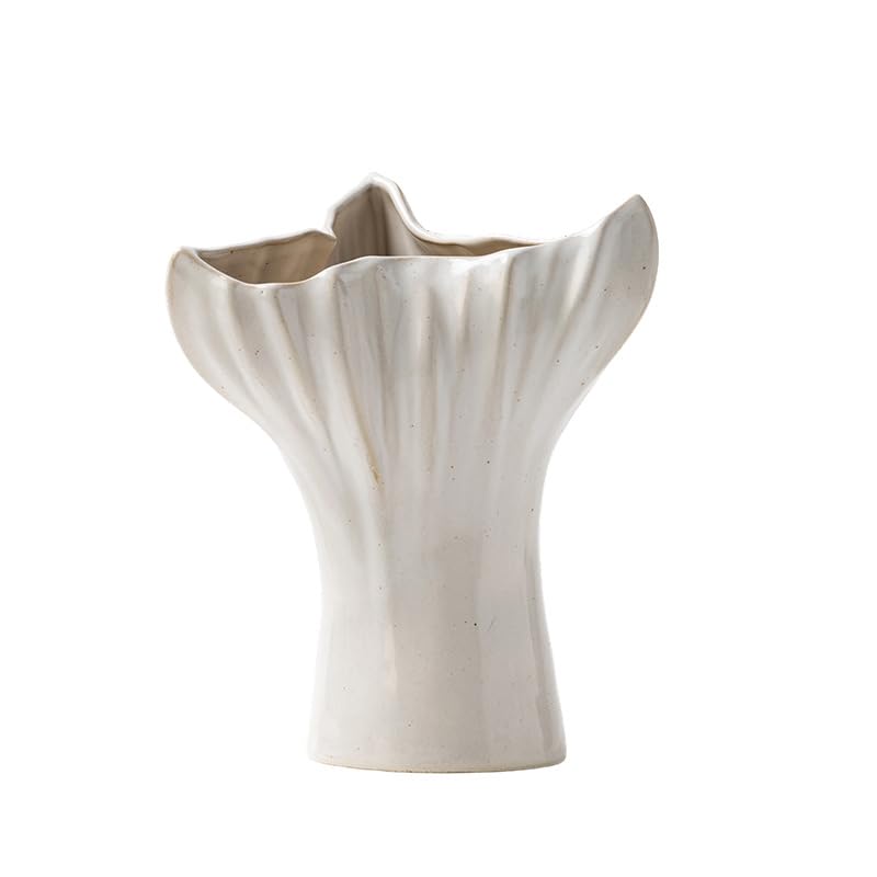 Geometric Ceramic Vase, Abstract Art Home Decor - Modern American Style Entryway Vase for Living Room, Office & Floral Arrangements