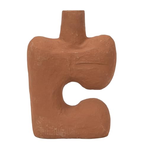 Bloomingville Modern Abstract Decorative Paper Mache Vase, Terracotta (Each Will Vary)