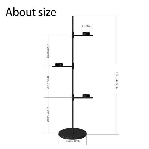 Smtyle Floor Candelabra Tall Tea Light Candle Holder Modern Black Metal Stand for Home Decor, Meditation, and Events - color: Black