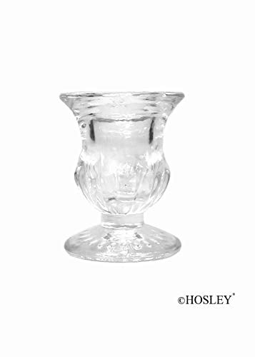 Hosley Set of 24 Glass Taper Candle Holders – Clear Candlestick Holder Set for Weddings, Table Centerpieces, Dinner & Home Décor (2.5” H) - size: 2.5" High