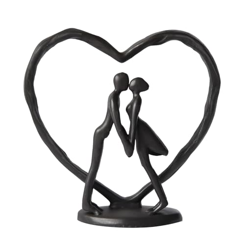 Anniversary Wedding Gift for Her Wife Husband Couple，Classic Black Metal Couple Figurine Heart Sculpture Love Statue，Romantic 1st to 60th Anniversary,Includes Present Box and Gift Card，Valentines Gift - color: Classic Black