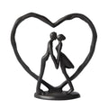 Anniversary Wedding Gift for Her Wife Husband Couple，Classic Black Metal Couple Figurine Heart Sculpture Love Statue，Romantic 1st to 60th Anniversary,Includes Present Box and Gift Card，Valentines Gift - color: Classic Black