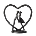 Anniversary Wedding Gift for Her Wife Husband Couple，Classic Black Metal Couple Figurine Heart Sculpture Love Statue，Romantic 1st to 60th Anniversary,Includes Present Box and Gift Card，Valentines Gift - color: Classic Black