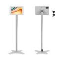 Tablet Floor Stand, Anti-Theft, Rotate Lockable Metal Tablet Enclosure+Aluminum Pole+Metal Base, Compatible with 10.9" iPad 10th, Pro 11" 1 2 3 4, Air 4 5, Air 11"(M2/M3), iPad 11"(A16) - color: White, size: iPad 10th (10.9"), iPad Pro (11")