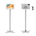 Tablet Floor Stand, Anti-Theft, Rotate Lockable Metal Tablet Enclosure+Aluminum Pole+Metal Base, Compatible with 10.9" iPad 10th, Pro 11" 1 2 3 4, Air 4 5, Air 11"(M2/M3), iPad 11"(A16) - color: White, size: iPad 10th (10.9"), iPad Pro (11")