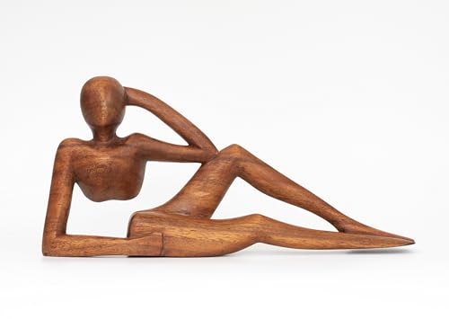 G6 Collection 12" Abstract Sculpture Wooden Handmade Handcrafted Art - Relaxing Man - Statue Home Decor Decorative Figurine Accent Decoration Hand Carved Relaxing, Model B - style: Model B