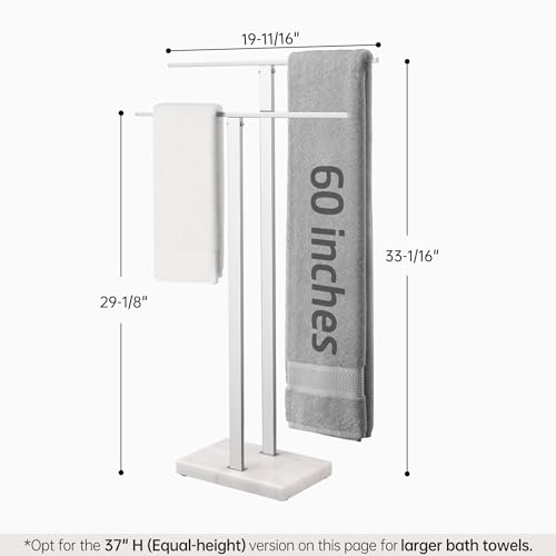 KES Standing Towel Rack for Bathroom with Marble Base, 2-Tier Towel Rack Stand for Floor, SUS304 Stainless Steel Polished Finish, BTH217 - color: Polished Silver, size: 33” H (2-tier)