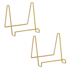 TRIPAR Square Metal Wire Stand, Gold Finish (2 Pack, 6-Inch Depth) - Tabletop Display - Handcrafted Edge Design For Sleek & Modern Look - Perfect for Kitchen Cookbooks, Plates, Photos & More