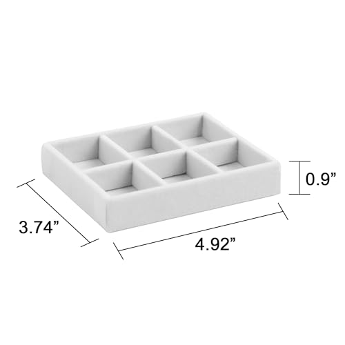 Frebeauty Small Jewelry Tray Set,Stackable Velvet Jewelry Organizer Tray,Mini Jewelry Drawer Organizer,Drawer Inserts,4.92 x 3.74 x 0.9 Inches,Earring Organizer for Women(Set 4,White) - color: White, size: Set 4
