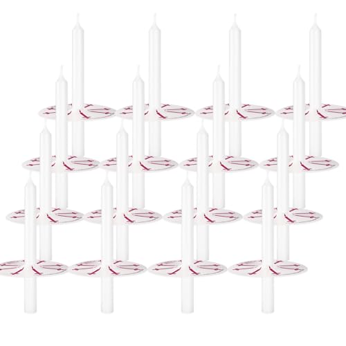 100 White Odorless Taper Candles - Handheld with Drip Protection, 5 Inches - Church & Sabbath Religious Candles - color: 100Pack-White-5inch