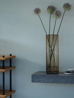 LSA International Wicker Taupe Tall Vase 15.75”, Luxury Modern Decorative Mouth Blown Glass Flower Holder with Textured Finish - size: 15.75