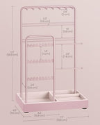 SONGMICS Jewelry Holder, Jewelry Organizer, Jewelry Display Stand with Metal Frame, Velvet Tray, Necklace Earring Bracelet Holder, for Studs, Rings, Gift Idea, Jelly Pink UJJS021R01 - color: Jelly Pink