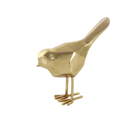 CosmoLiving by Cosmopolitan Polystone Bird Decorative Sculpture Home Decor Statues with Origami Accents, Set of 2 Accent Figurines 7", 8"H, Gold