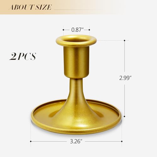 Candlestick Holders 2 PCS Short Metal Taper Candle Holders, KSWING Gold Candle Stick Holders Set, Perfect for Table Centerpiece Mantel Party Wedding Christmas Home Decor, Set of 2 - color: Gold, size: short - 2pc