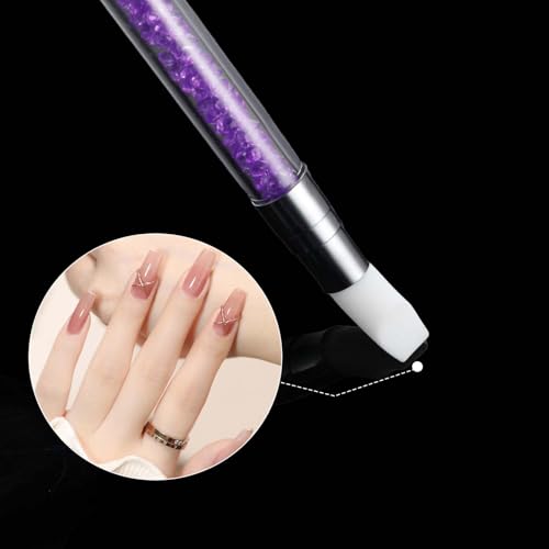 3 Pcs Nail Art Sculpture Pen, Dual Tipped Silicone Nail Tools, Silicone Head Acrylic Handle Nail Art Brushes, Rhinestone Nail Polish Carving Pen, Nail Art Tools for Home Salon(Yellow, Pink, Purple) - color: Yellow, Pink, Purple