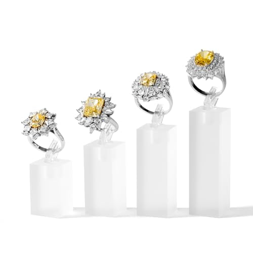 Acrylic Jewelry Ring Display Stand 4 Piece Acrylic Jewelry Ring Display Stand Showcase(Frosted Finish) - color: Frosted Finish