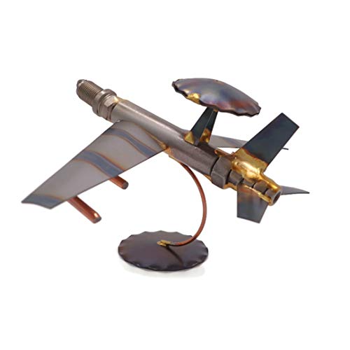 AWACS Plane Collectible Handmade Metal Art Figurine, Desk Accessories, Trophy, Boss Gift, Home Office Décor, Airplane - style: AWACS Plane